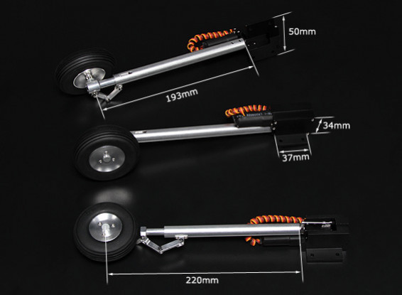 Turnigy Full Metal Servoless 90 Degree Retracts w/Steerable Nose Assembly and Oleo Legs (3pcs)