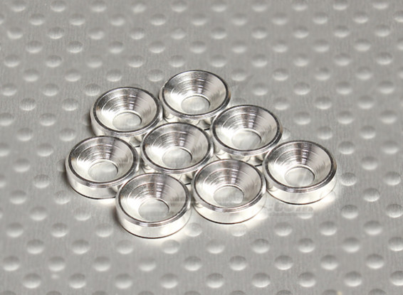 Countersunk Washer Aluminum Anodised M4 (Silver) (8pcs)