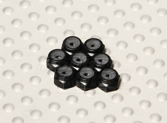 Black Anodised Aluminum M2 Nylock Nuts (8pcs)
