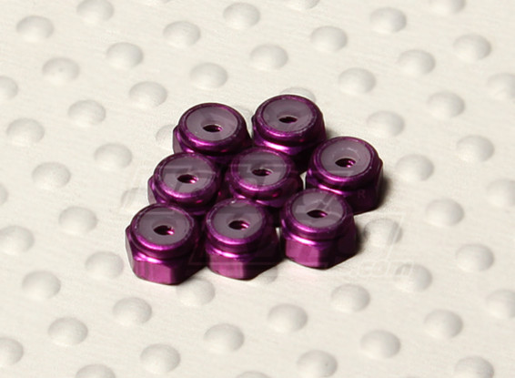 Purple Anodised Aluminum M2 Nylock Nuts (8pcs)
