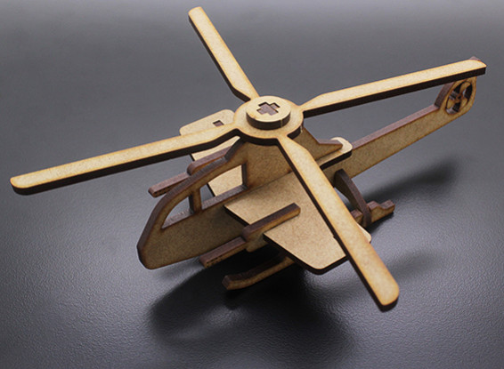 Military Helicopter Laser Cut Wood Model (KIT)