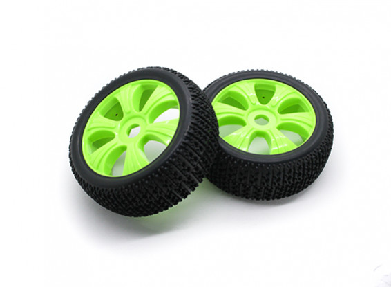 HobbyKing 1/8 Scale T Block Y-Spoke Wheel/Tire 17mm Hex (Green)