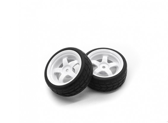 HobbyKing 1/10 Wheel/Tire Set VTC 5 Spoke Rear (White) RC Car 26mm (2pcs)
