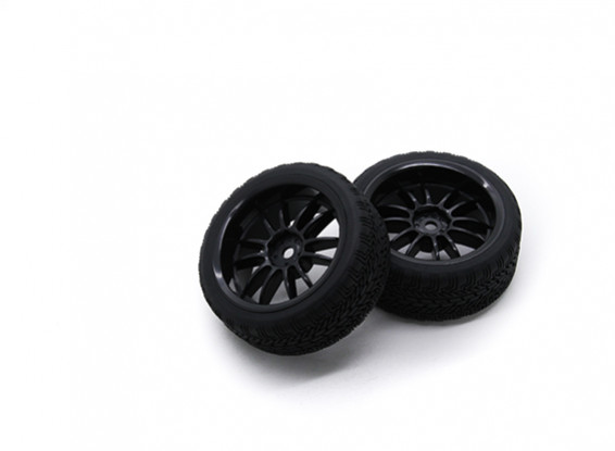 HobbyKing 1/10 Wheel/Tire Set AF Rally Spoke Rear (Black) RC Car 26mm (2pcs)