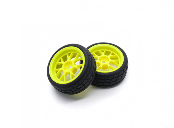 HobbyKing 1/10 Wheel/Tire Set VTC Y Spoke Rear (Yellow) RC Car 26mm (2pcs)