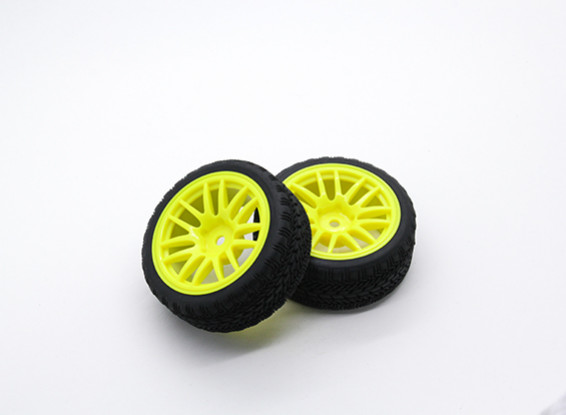 HobbyKing 1/10 Wheel/Tire Set AF Rally Spoke Rear(Yellow) RC Car 26mm (2pcs)