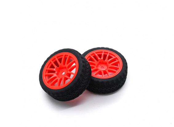HobbyKing 1/10 Wheel/Tire Set AF Rally Spoke(Red) RC Car 26mm (2pcs)