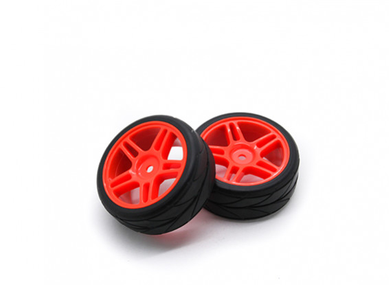 HobbyKing 1/10 Wheel/Tire Set VTC Star Spoke(Red) RC Car 26mm (2pcs)