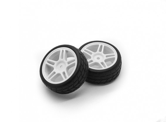 HobbyKing 1/10 Wheel/Tire Set  Star Spoke Directional Tread (White) RC Car 26mm (2pcs)