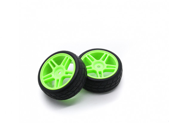 HobbyKing 1/10 Wheel/Tire Set VTC Star Spoke(Green) RC Car 26mm (2pcs)