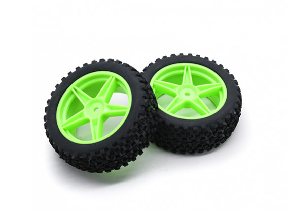 HobbyKing 1/10 Small Block 5-Spoke (Green) Wheel/Tire 12mm Hex (2pcs/Bag)