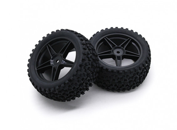 HobbyKing 1/10 Small Block 5-Spoke Rear (Black) Wheel/Tire 12mm Hex (2pcs/Bag)