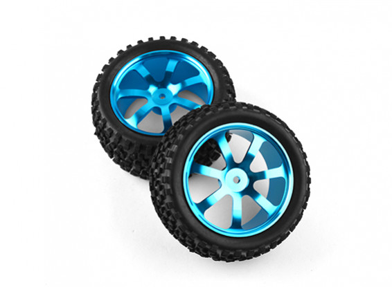 HobbyKing 1/10 Aluminum 7-Spoke Rear (Blue) Wheel/ Big Block Tire 12mm Hex (2pcs/bag)