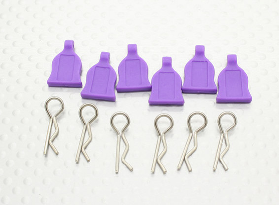 1/10 Car Body Clip With Rubber Tab (Purple)  6pc