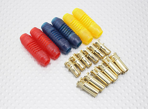 5mm RCPROPLUS Supra X Gold Bullet 3 Pole Connectors (6 pairs)