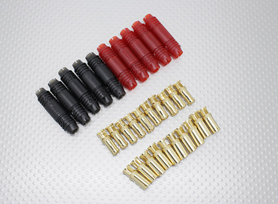 6mm RCPROPLUS Supra X Gold Bullet Polarised Battery Connectors (5 pairs)
