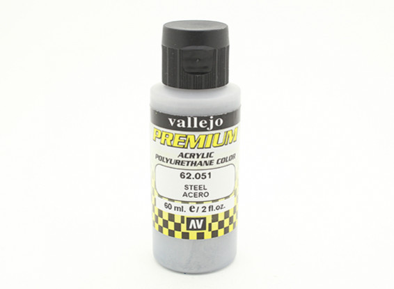 Vallejo Premium Color Acrylic Paint - Steel (60ml) 62.051