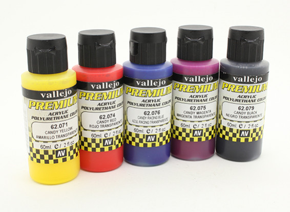 Vallejo Premium Color Acrylic Paint - Candy Color Selection (5 x 60ml)