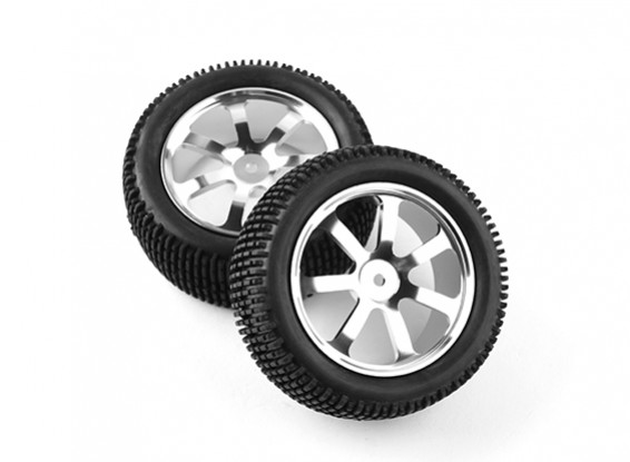 HobbyKing 1/10 Aluminum 7-Spoke Front (Silver) Wheel/ Small Block Tire 12mm Hex (2pcs/bag)