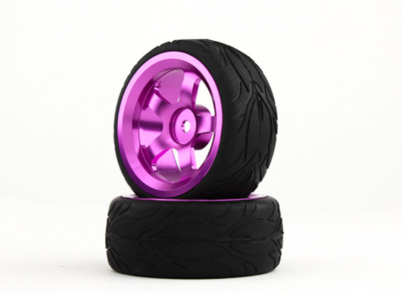 HobbyKing 1/10 Aluminum 5-Spoke 12mm Hex Wheel (Purple) / Fire Tire 26mm (2pcs/bag)