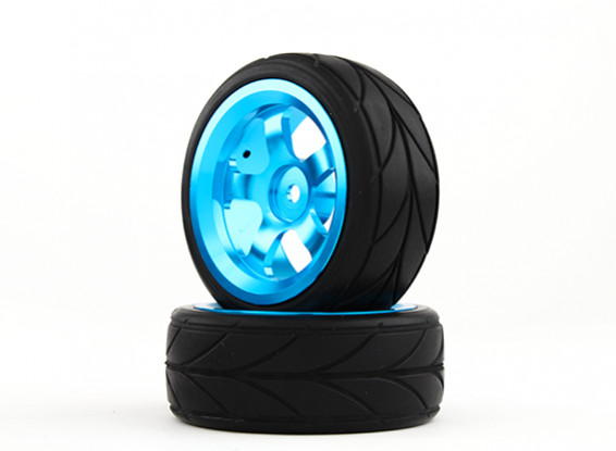 HobbyKing 1/10 Aluminum 5-Spoke 12mm Hex Wheel (Blue) / V Tire 26mm (2pcs/bag)