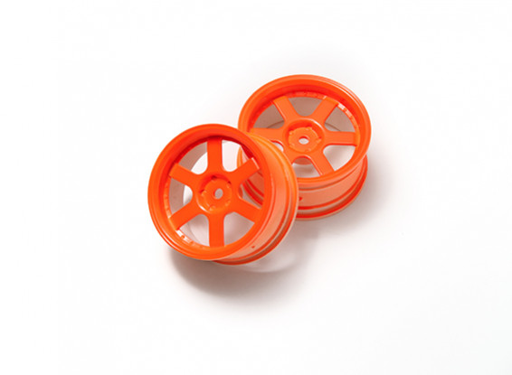 1:10 Rally Wheel 6-Spoke Neon Orange (3mm Offset)