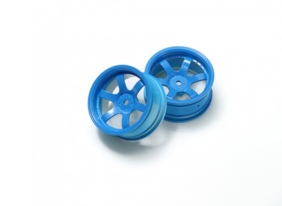 1:10 Rally Wheel 6-Spoke Fluorescent Blue (6mm Offset)