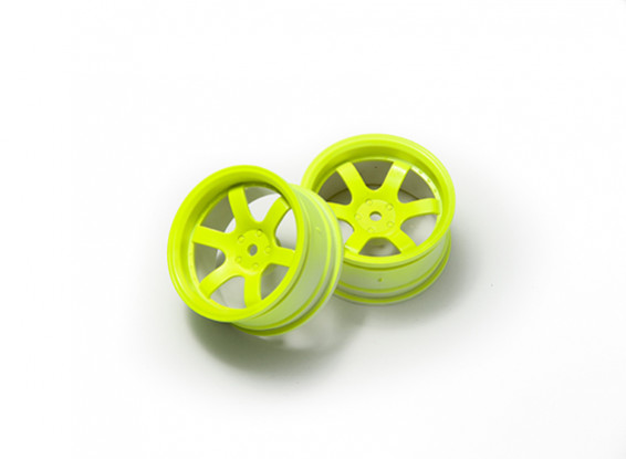 1:10 Rally Wheel 6-Spoke Fluorescent Yellow (6mm Offset)