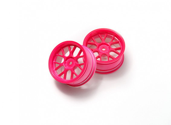 1:10 Wheel Set 'Y' 7-Spoke Fluorescent Pink (3mm Offset)
