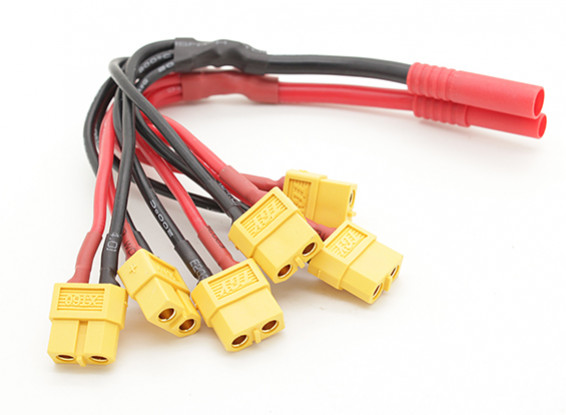 HXT 4mm to Six XT60 Female Power Distribution Lead for Multi-Rotor