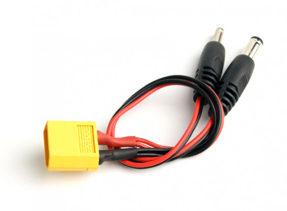 XT60 Male to 2 DC Jack Plug Connectors (1pc)