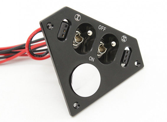 Medium Duty Trianglular Double Futaba/JR Switch Harness with Built in Charging Sockets and Fuel Dot