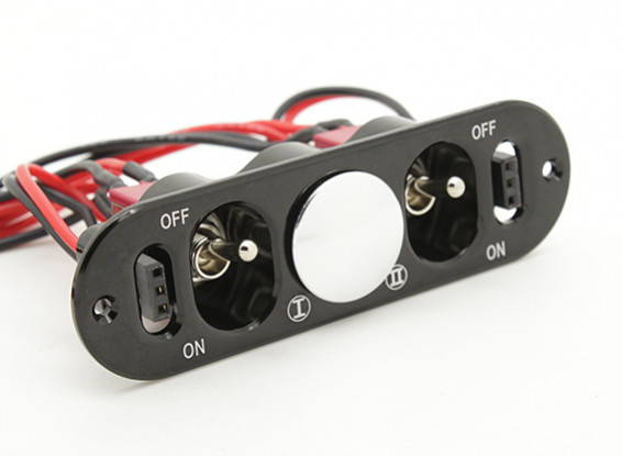 Medium Duty Double Futaba/JR Switch Harness with Built in Charging Sockets and Fuel Dot