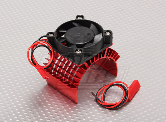 Motor Heat Sink w/Fan Red Aluminum (45mm)