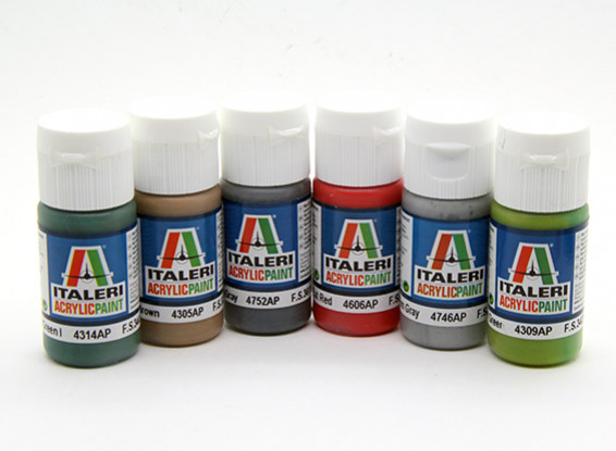Italeri Acrylic Paint Set (Flat) - M.T.B. And Ships (6pc)
