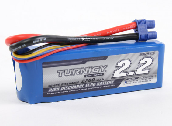 Turnigy 2200mAh 3S 30C Lipo Pack with EC3 plug (E-Flite Compatible EFLB21003S)