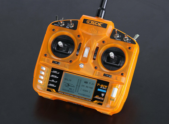 OrangeRx T-SIX 2.4GHz DSM2 Compatible 6CH Transmitter w/10 Model Memory and 3-Pos Switch (Mode 2)