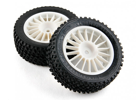 Basher RZ-4 1/10 Rally Racer - 26mm Complete Front Tire Set - White (2pcs)