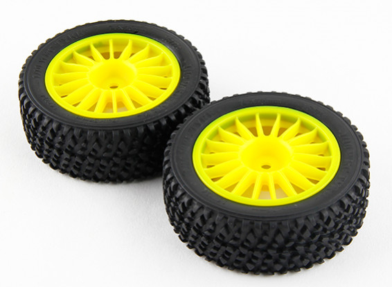 Basher RZ-4 1/10 Rally Racer - 26mm Complete Front Tire Set - Yellow (2pcs)