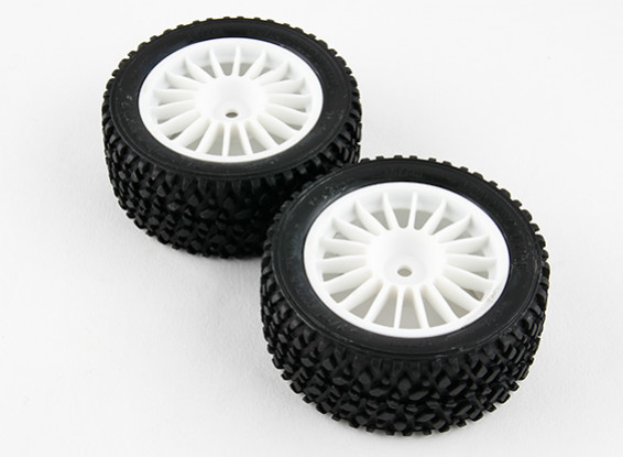 Basher RZ-4 1/10 Rally Racer - 30mm Complete Rear Tire Set - White (2pcs)