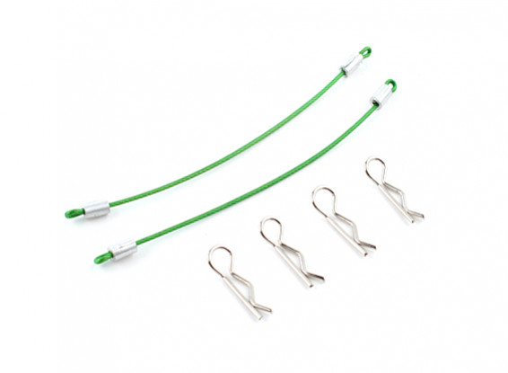 1/10 Car Body Clip with 80mm Cable - Green (4pcs)