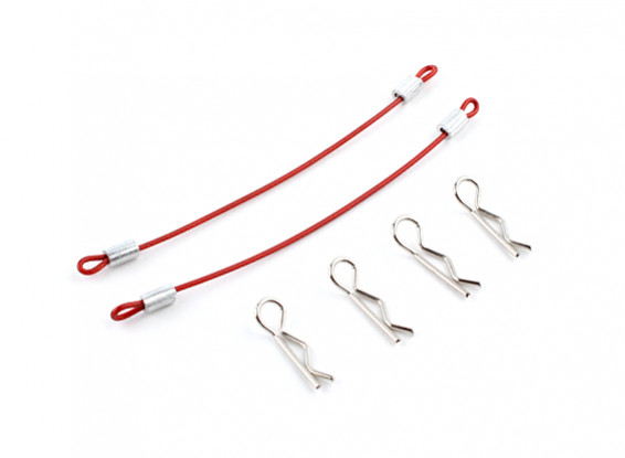 1/10 Car Body Clip with 80mm Cable - Red (4pcs)