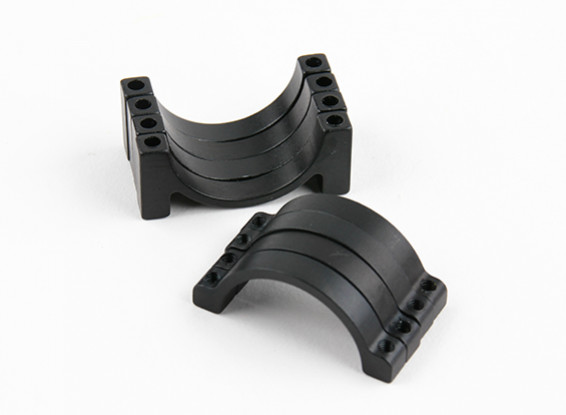 Black Anodized Double Sided CNC Aluminum Tube Clamp 25mm Diameter