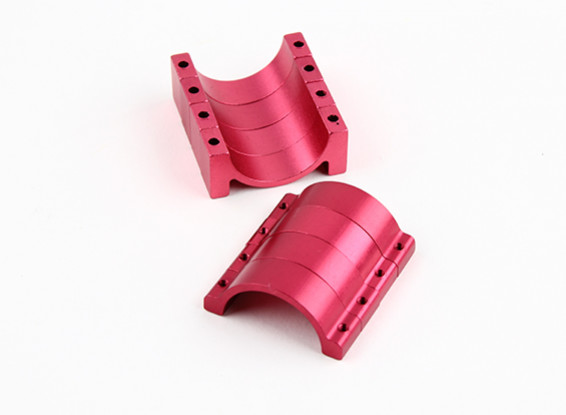 Red Anodized Double Sided CNC Aluminum Tube Clamp 25mm Diameter