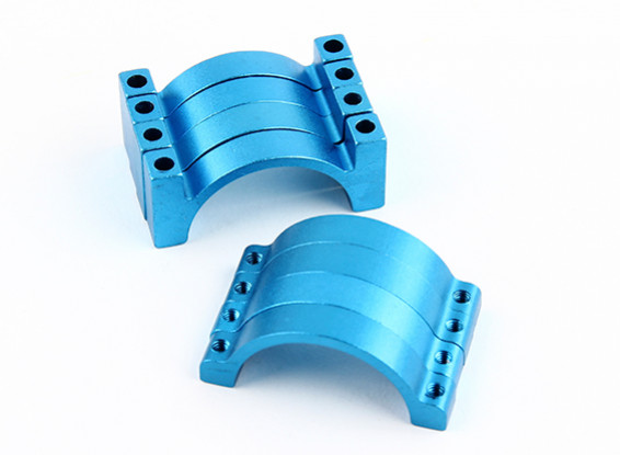 Blue Anodized Double Sided CNC Aluminum Tube Clamp 25mm Diameter