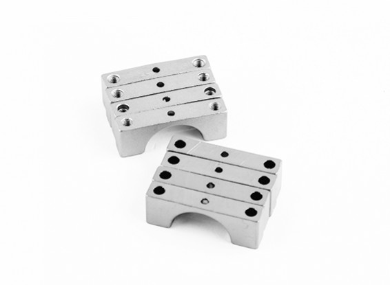 Silver Anodized Double Sided CNC Aluminum Tube Clamp 14mm Diameter