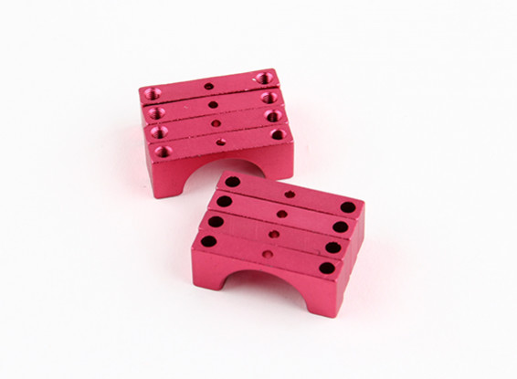 Red Anodized Double Sided CNC Aluminum Tube Clamp 15mm Diameter