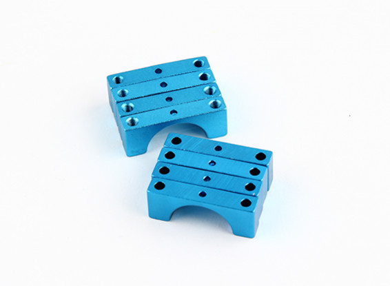 Blue Anodized Double Sided CNC Aluminum Tube Clamp 15mm Diameter