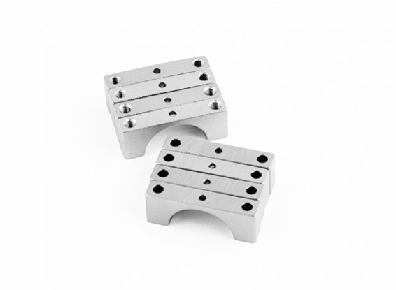 Silver Anodized Double Sided CNC Aluminum Tube Clamp 15mm Diameter