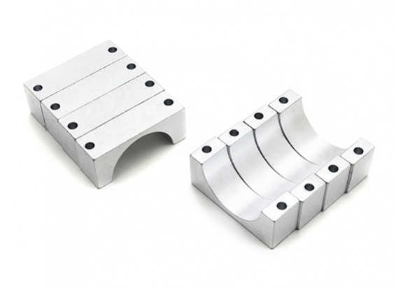 Silver Anodized CNC Semicircle Alloy Tube Clamp (incl.screws) 22mm (Double Sided 10mm)